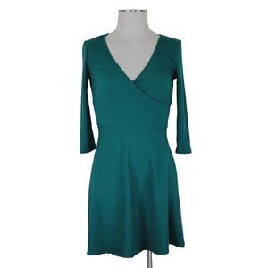 Modcloth Skater Dress Sz S Ribbed Pullover Surplice Stretchy Lets Keep It Short